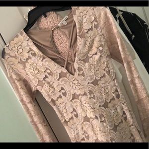 Gold sparky lace tight short dress